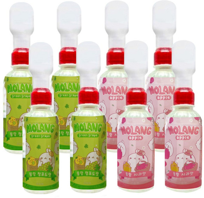 몰랑이 피규어 음료수 청포도맛220ml 4개+사과맛220ml 4개 (총8개) 어린이유아주스과일, 8개, 220ml