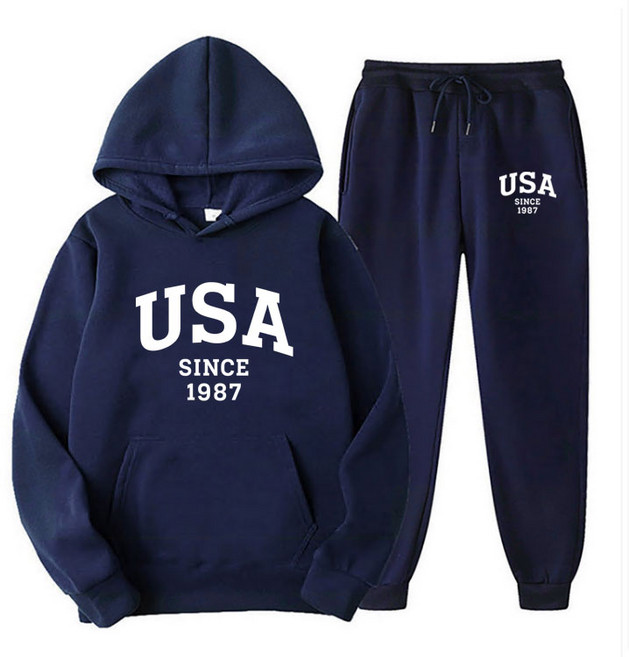 Connect LINK 남성용 USA 1987 후드티 트레이닝복 상하세트