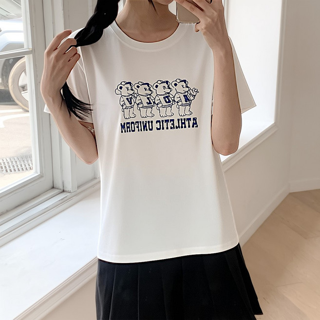 코코라벨라 여성 프린팅 레터링 반팔티 반팔티셔츠