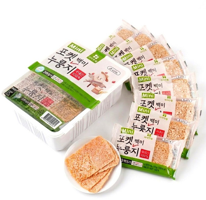 바삭한톨 국내산 100% 백미 포켓 누룽지 330g 개별포장 간편간식, 10개, 33g