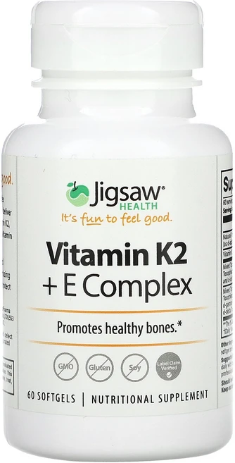 Jigsaw Health 비타민K2 + E 복합체 소프트젤 60정 Health (직소 헬스), Jigsaw Health, 비타민K2 + E 복합체,, 1개 - 쿠팡
