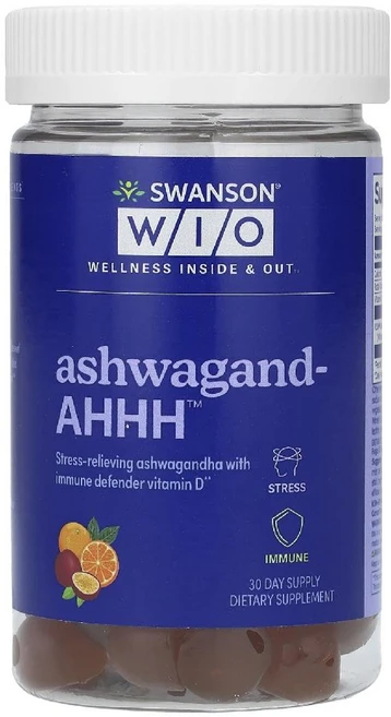 스완슨WIO 아슈와간다 구미젤리 Ashwagand-AHHH 패션프루트 오렌지맛 60개, SwansON 온 WIO, 아슈와간다-ahHH, 패션프, 1개 - 쿠팡