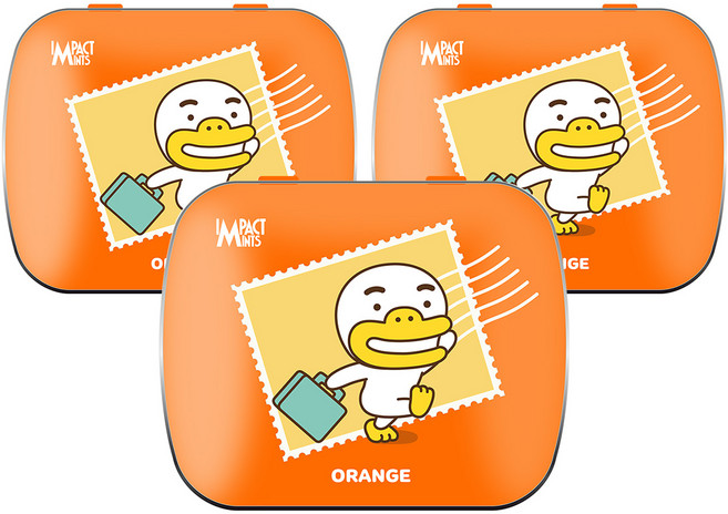 임팩트 민트 카카오프렌즈 민트 캔디 오렌지 무설탕 사탕, 15g, 3개