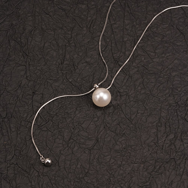 오누이디스플레이 925실버 Y목걸이 크리스털 진주 목걸이 여성 롱 드롭 목걸이 데일리