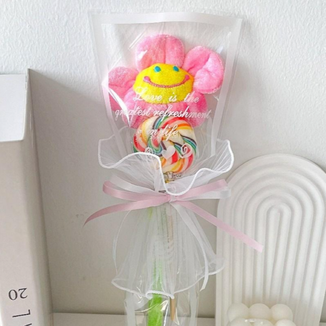 래프유 사탕 인형 꽃다발, 핑크, 1개