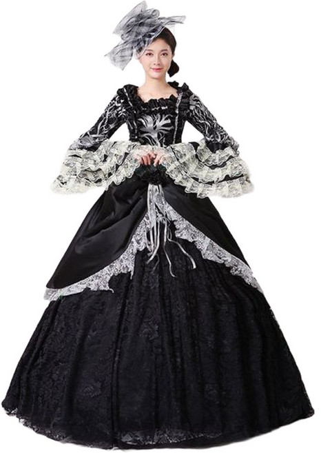 중세드레스 블랙 레드 유럽 무대 의상 귀족 공주풍 복고풍 연극 시대극 코스튬