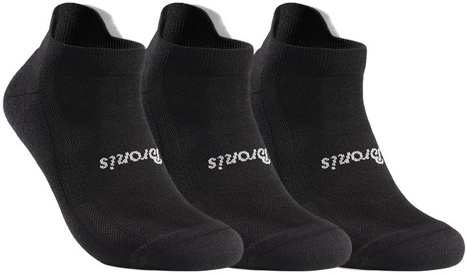 브로니스 무봉제 스포츠 러닝 스니커즈 양말 3족 세트 5종 택1, 02 심플블랙 3팩, 1개