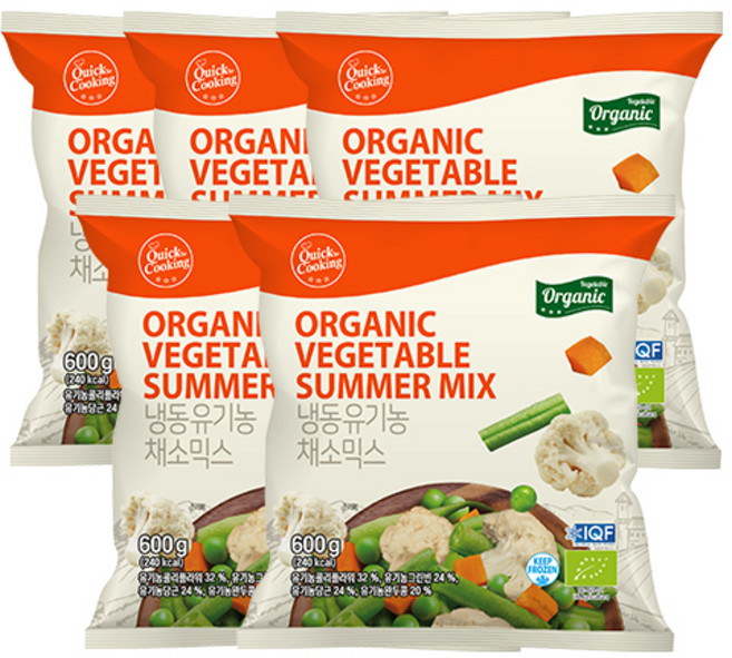 [퀵쿠킹] 냉동 유기농 채소믹스 600g, 5개