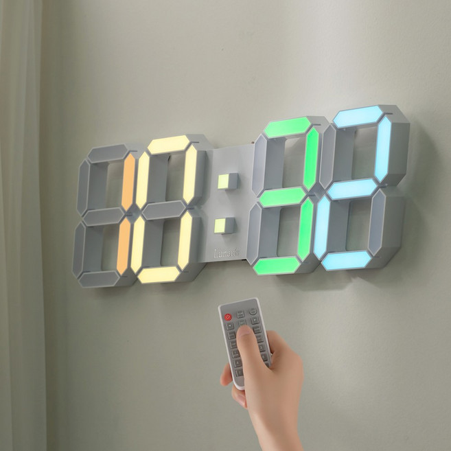 루나리스 레인보우 전자벽시계 LED 디지털 국내생산 자동빛감지 384x128mm, 단품