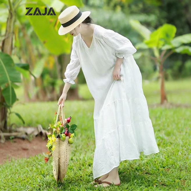 ZAJA 여성 봄가을 빅사이케주얼 롱원피스