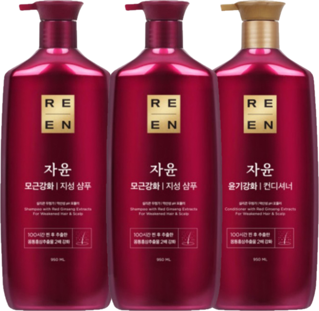 리엔 자윤 모근강화 지성 샴푸 2개 + 윤기강화 컨디셔너 1개 950ml