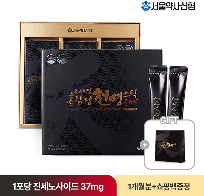 서울약사신협 프리미엄 홍삼정 천명 스틱 플러스 + 쇼핑백, 1박스