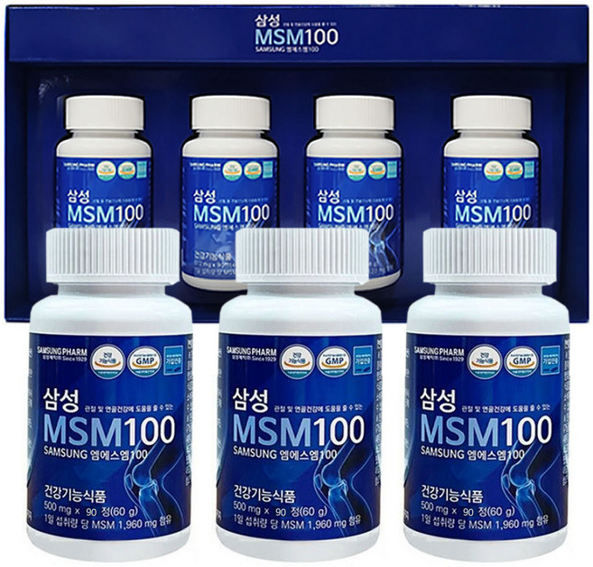 삼성제약 삼성MSM100 무릎 손목 어깨 손가락 관절 연골 영양제 식이유황 4개월분, 360정, 1박스