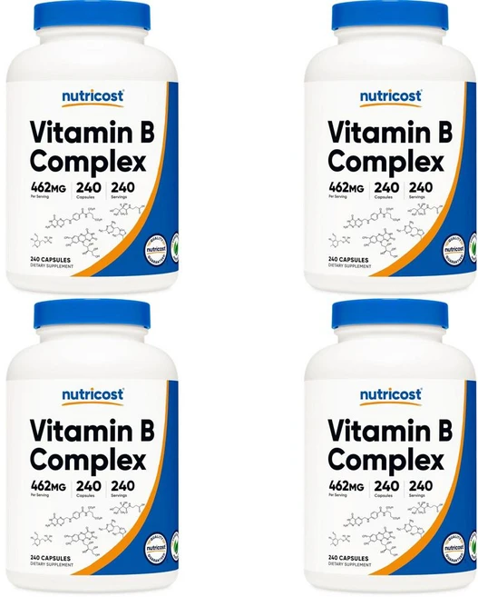 Nutricost Vitamin B Complex 462mg 뉴트리코스트 비타민 B 컴플렉스 462mg, 4개, 240정 - 쿠팡