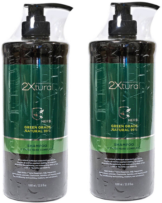 투엑스츄럴 그린그레이드 99% 샴푸, 1L, 2개