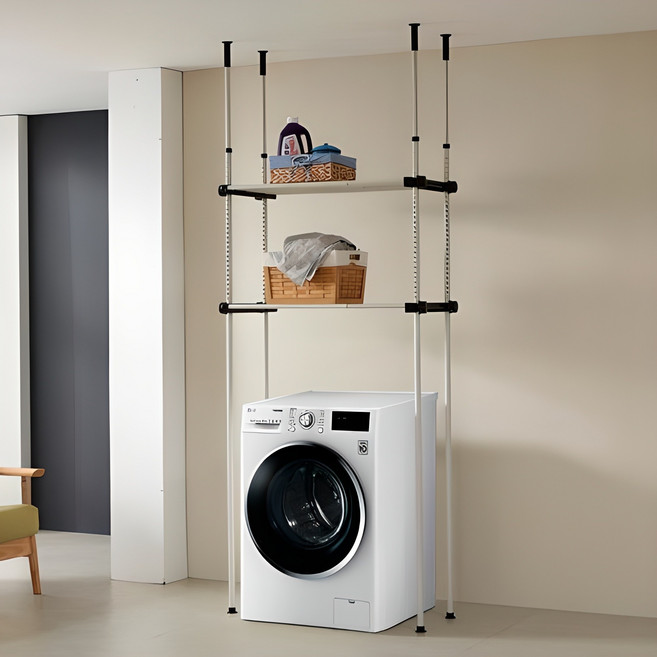 행거전문가 25mm 폭조절 수납 선반 행거 2단, 블랙 + 화이트