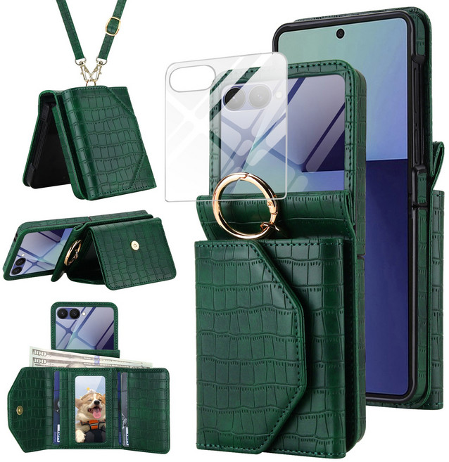 메이플 갤럭시 Z플립 지플립 적용 강화유리 지갑케이스 액정보호 힌지보호 풀커버 스트랩 카드수납 현금수납 가죽 휴대폰 핸드폰 케이스