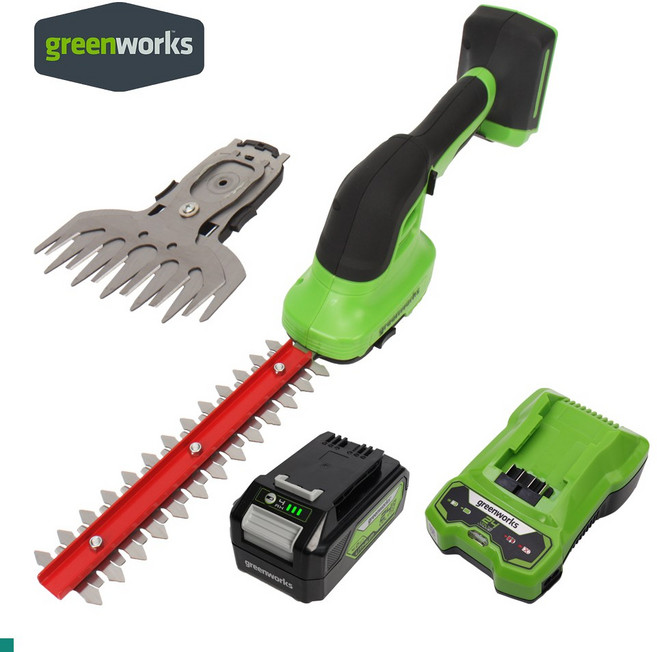 그린웍스 충전식전정기 충전 전정기 24v 전전기 헤지트리머 전정트리머, 1세트, 풀세트