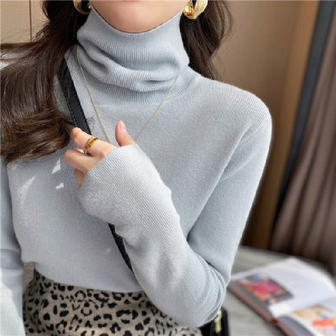 체인지쉬(change she) 여성 소프트 터틀넥 슬림핏 골지 니트티