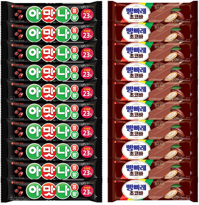 아맛나 통팥 70mlx10+빵빠레 초코바 75mlx10, 1세트, 1.45L