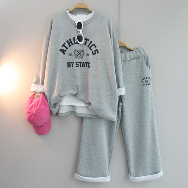 달콩 여성 상하세트 통바지 봄신상 국내제작 틱스루즈핏와이드팬츠세트