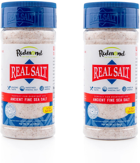 레드몬드 리얼 씨 솔트 - 천연 비정제 프리 고운 소금 283.5그램 셰이커 (2팩) REDMOND Natural Unrefined Gluten Free Fine, 284g, 1개
