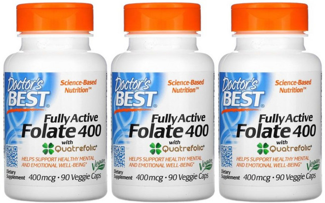 [90캡슐] 닥터스베스트 완전 활성 엽산 400 베지캡슐 Quatrefolic 함유, 90정, 3개