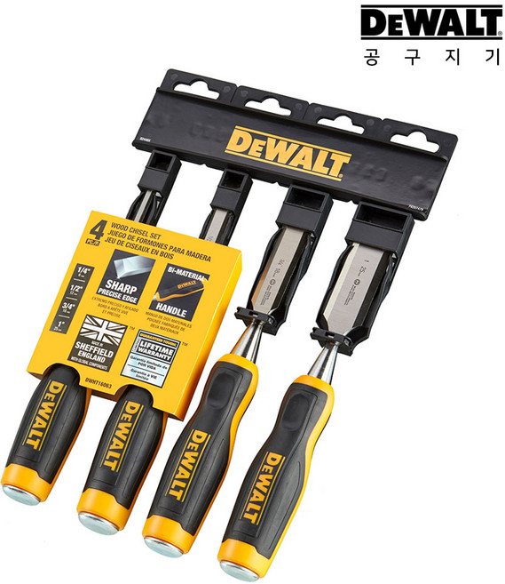 디월트 DWHT16063 나무 끌 세트 4pcs 목재 목공 평끌 노미 치즐, 1세트