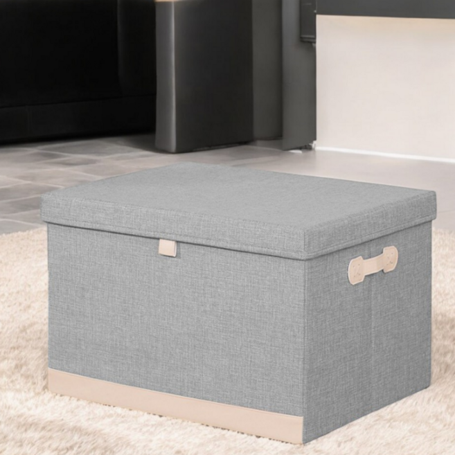 넷세일마켓 커버있는 접이식 다용도 옷 수납정리함 리빙박스, 1개, 파스텔 그레이