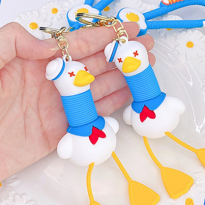 굿프 팝튜브 귀여운 세일러 오리 인형 키링 열쇠고리 키홀더, 1개, 블루