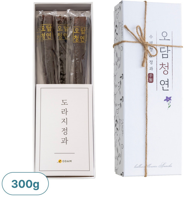 오담청연 도라지정과 한과 선물세트(보자기미포함:마끈리본) 상견례 답례품 부모님선물, 300g, 1박스
