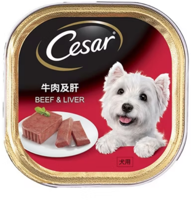 Cesar 西莎 牛肉精緻風味餐盒 寵物狗罐頭濕糧, 100g, 24個, 牛肉+肝