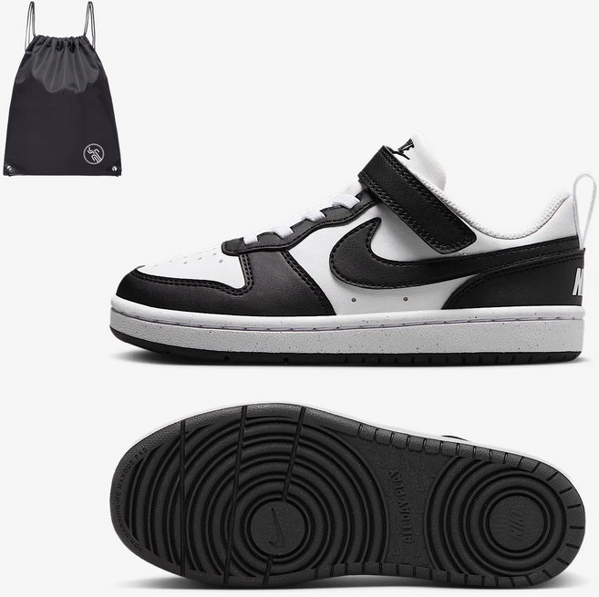 나이키 리틀키즈 블랙화이트 스니커즈 벨크로 운동화 (PGN짐쌕가방지급)