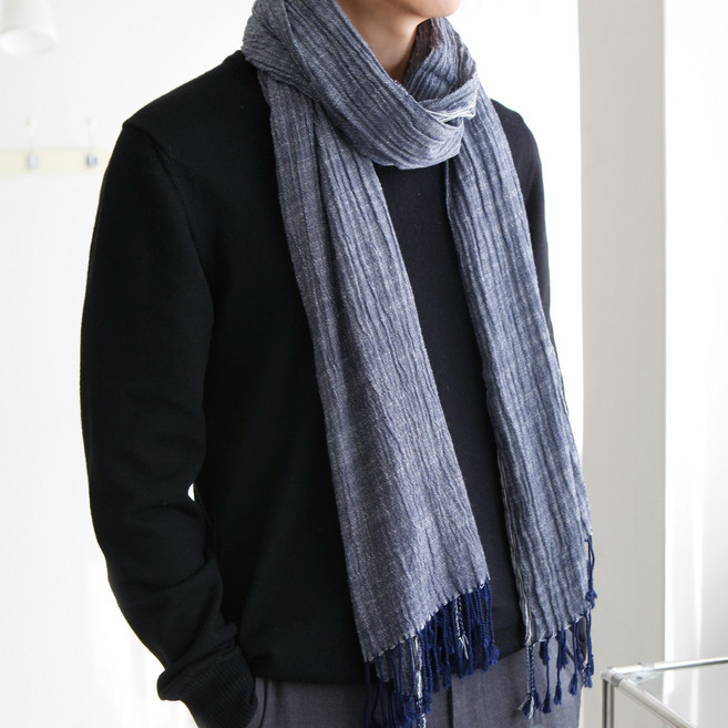 [폴엔나나/우디] 가볍고 부드러운 남자 머플러 빈티지 남성 긴 롱 목도리 코튼 면 가을 겨울 봄 간절기 선물 추천