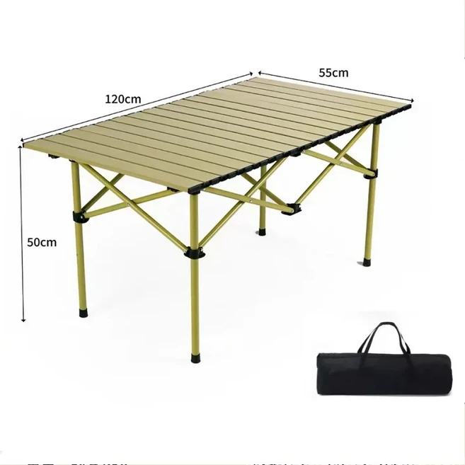 쉬운 가방이 있는 야외 피크닉 테이블 경량 자가 여행용 에그 롤 롱 휴대용 캠핑 접이식 책상, 08 Beige fixed 50