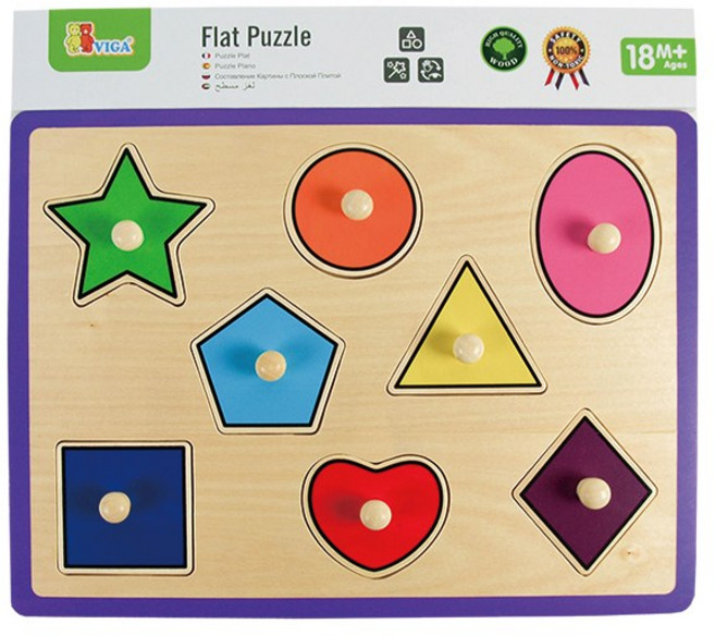 비가 꼭지 퍼즐 도형 아기 원목 장난감, 1개, 8피스