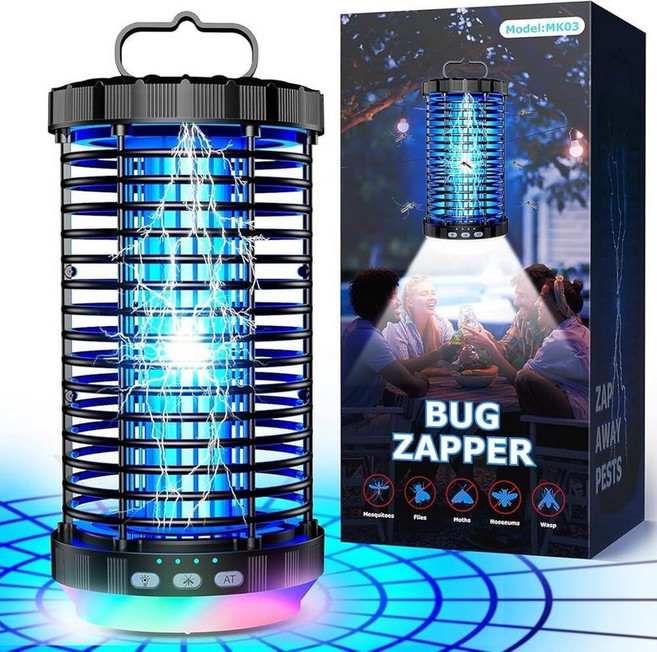 미국출고 평점4.5+ 238666 CreateFun Bug Zapper Outdoor 2026 d 3 in 1 Rechargeable with 5000mAh Battery &, Black
