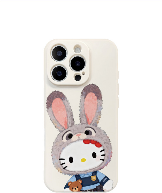 귀여운 토끼 모자 쓴 키티 실리콘 케이스