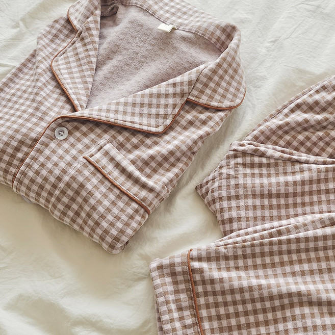 엘라운지 체크 극세사 공용 방구석 파자마 상하세트