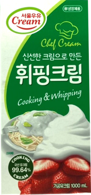 (서울우유) 동물성 휘핑크림 1000ml, 1개, 1L