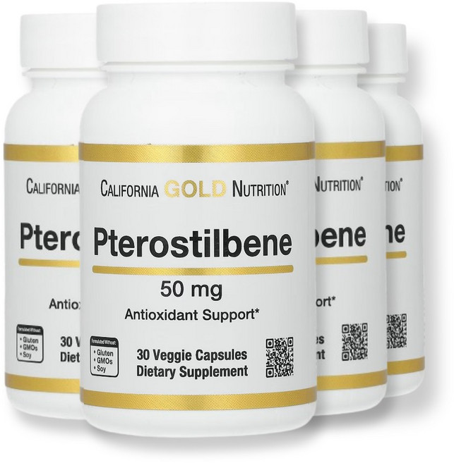 씨지엔 4개 프테로스틸벤 50mg 베지 30캡슐 폴리페놀 트랜스 디메톡시 하이드록시스틸벤, 30정