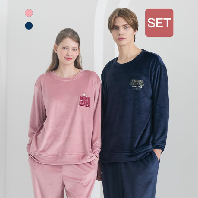 애니바디 [SET]상하세트 보온성 신축성이 뛰어난 겨울수면 스누피 밍크 극세사 스판 9부 파자마 2001부평점