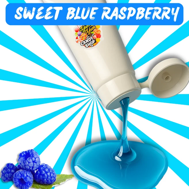 Ooey Gooey 튜브 스윗 & 사워 리퀴드 캔디 액상 Yum Yum Candy Shop 블루라즈베리 (사워), 1개, 113g