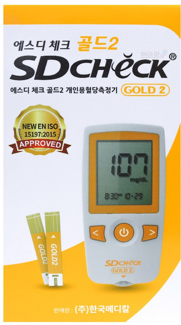 에스디바이오센서 에스디체크 골드2 혈당측정기 단품 (혈당측정기+채혈기+침10개+파우치+건전지) SW, 1개, 에스디체크골드2 혈당측정기  단품