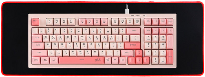 지클릭커 멤브레인 KPS80 98키 무소음 유선 게이밍 키보드 장패드 세트, 일반형, 코랄