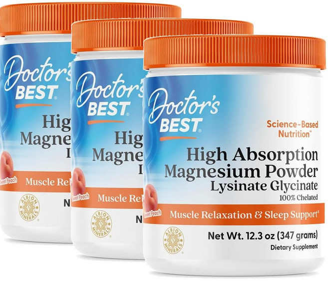 닥터스베스트 마그네슘 파우더 복숭아맛 Doctor's Best Magnesium Powder Sweet Peach, 3개, 347g