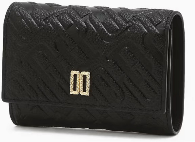 닥스 블랙 로고패턴 소가죽 중지갑