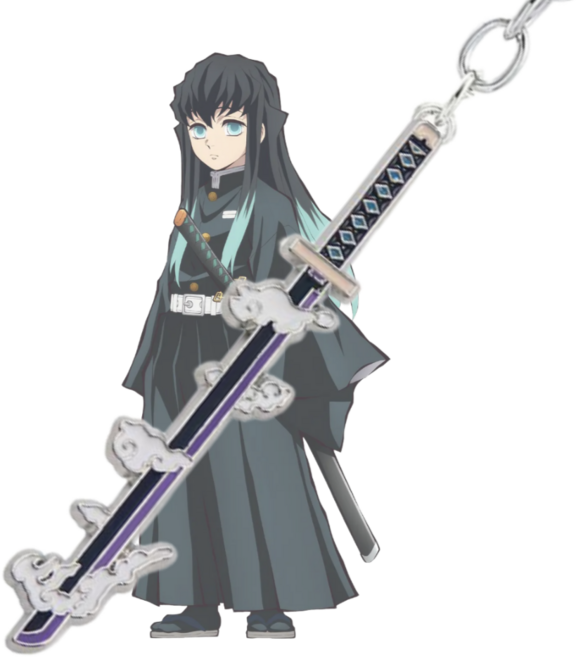 귀살대 일륜도 키링 굿즈 귀칼 칼 열쇠고리, 1개, 하주-안개의호흡