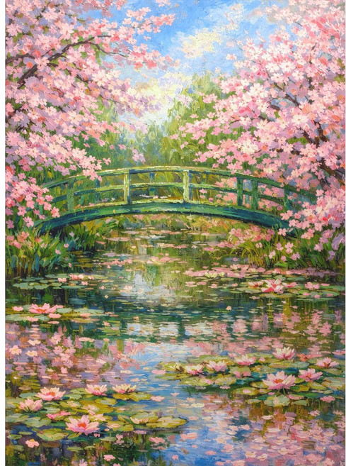 500피스 직소퍼즐 벚꽃이 만개한 수련 연못, 퍼즐갤러리, 애드원