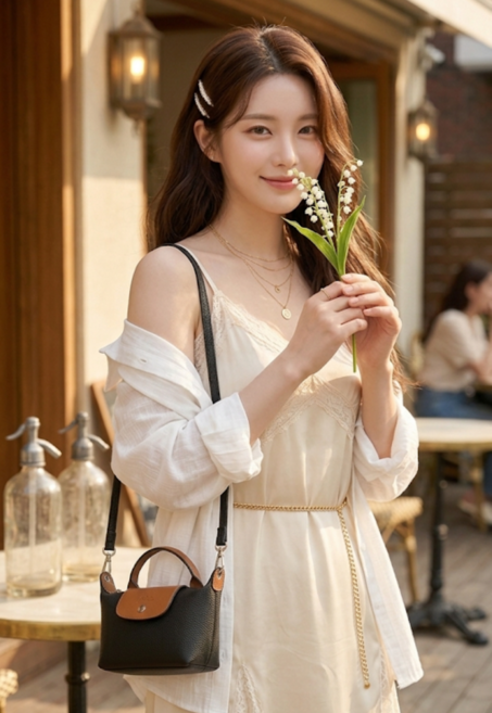 AKIPANDA 여성 미니 소가죽 크로스백 여성가방 모던 컬러 블록